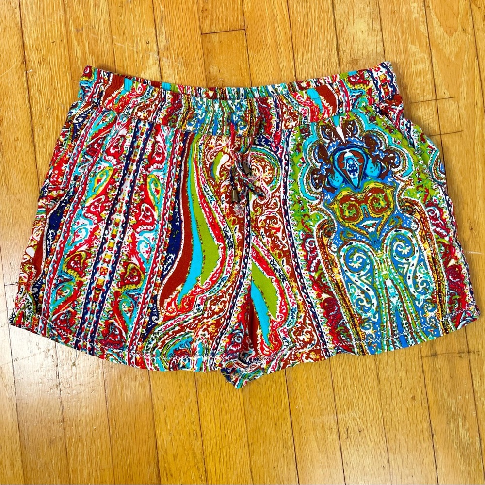 Cynthia Rowley Boho Colorful Shorts Small Resort-wear Paisley Beachy